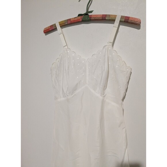 Vintage 60s Candie Barbizon Full Slip Dress Tafredda Ivory Side Zipper 9 / S B33 - Picture 2 of 7